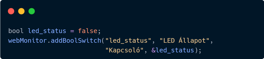 Boolean kapcsoló típusú vezérlő